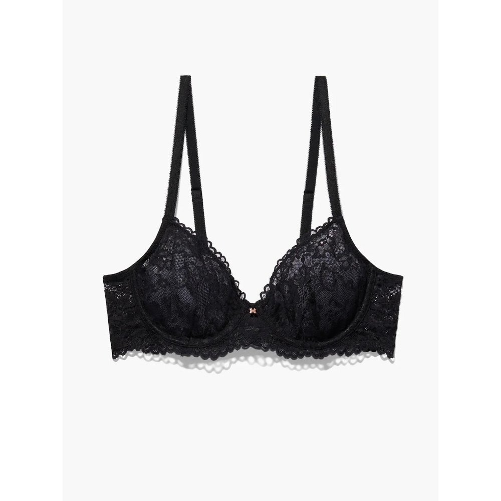 NWT Savage x Fenty Floral Lace Unlined Bra in Black Caviar -‎ Size 34B